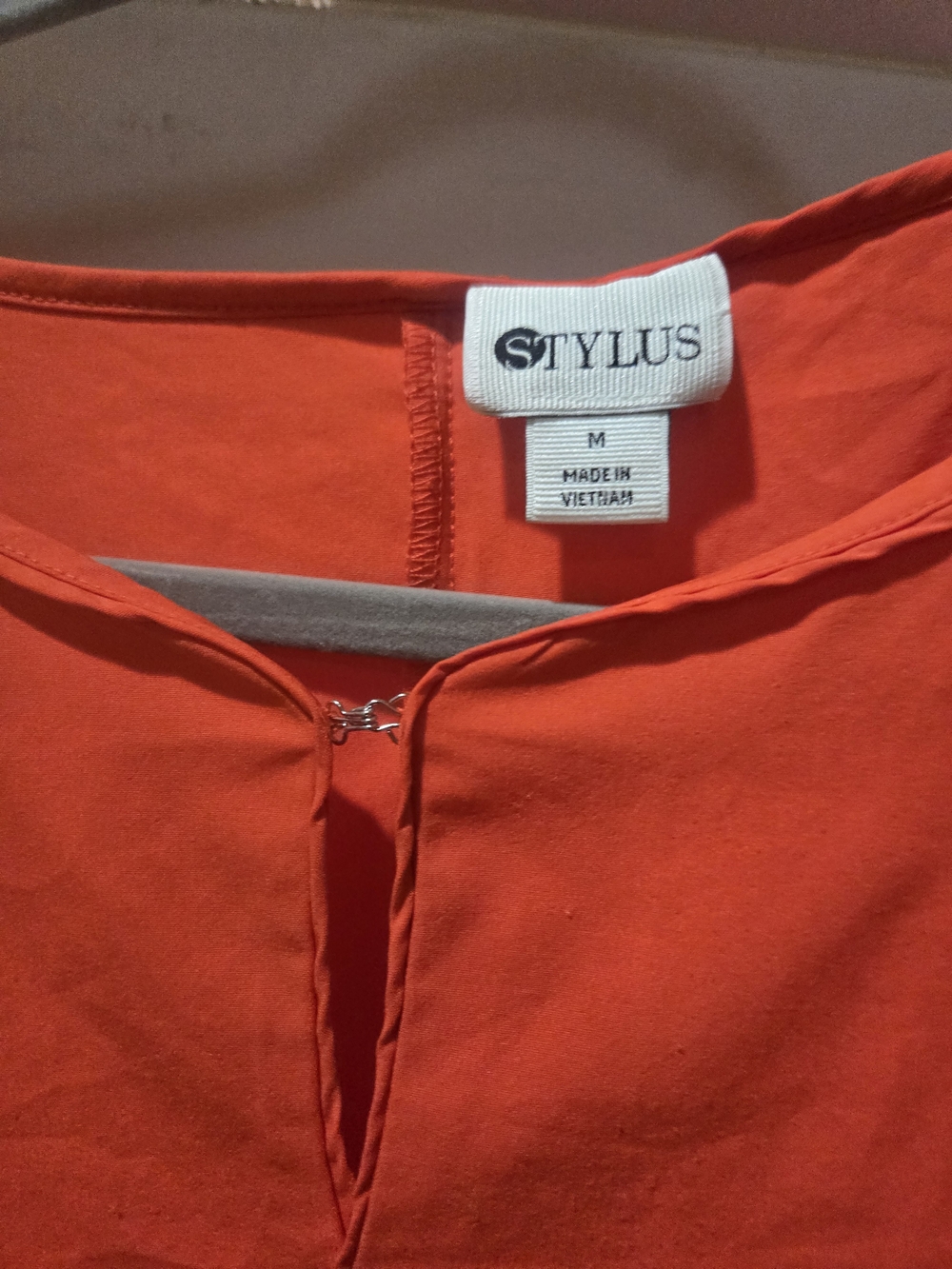 STYLUS Orange Eyelet Sleeve Peasant Blouse Size M - Picture 3 of 3
